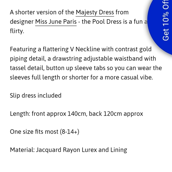 Miss june blue royal dress with gold metalic - Picture 11 of 12